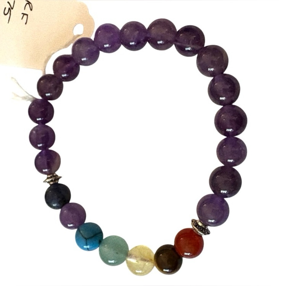 Amethyst Chakra Beaded Stretch Bracelet - Picture 2 of 2